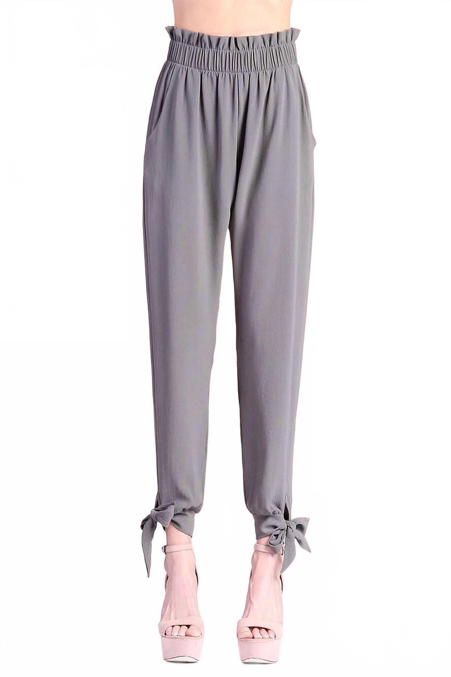 NEW TYCHE ruffle waist ankle pants in medium grey